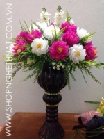 Hoa Pha Lê - Hoa Mẫu Đơn Hồng Trắng - Mã: HPL 194