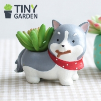 Chậu gốm hình Husky gặm xương