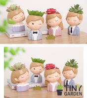 Chậu gốm chàng trai cô gái