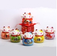 Mèo thần tài gốm sứ 10cm
